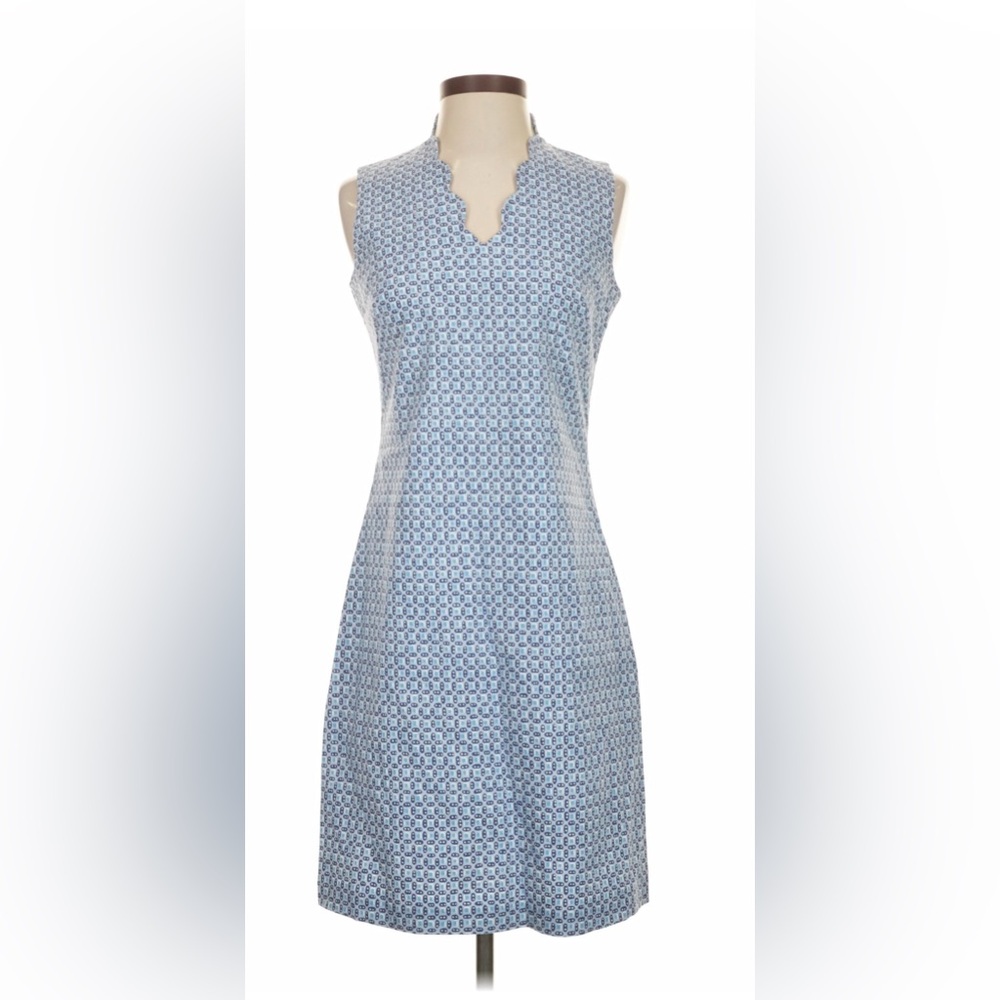 J.McLaughlin dress size 0 Sleeveless Light Blue Printed Shift Dress EUC